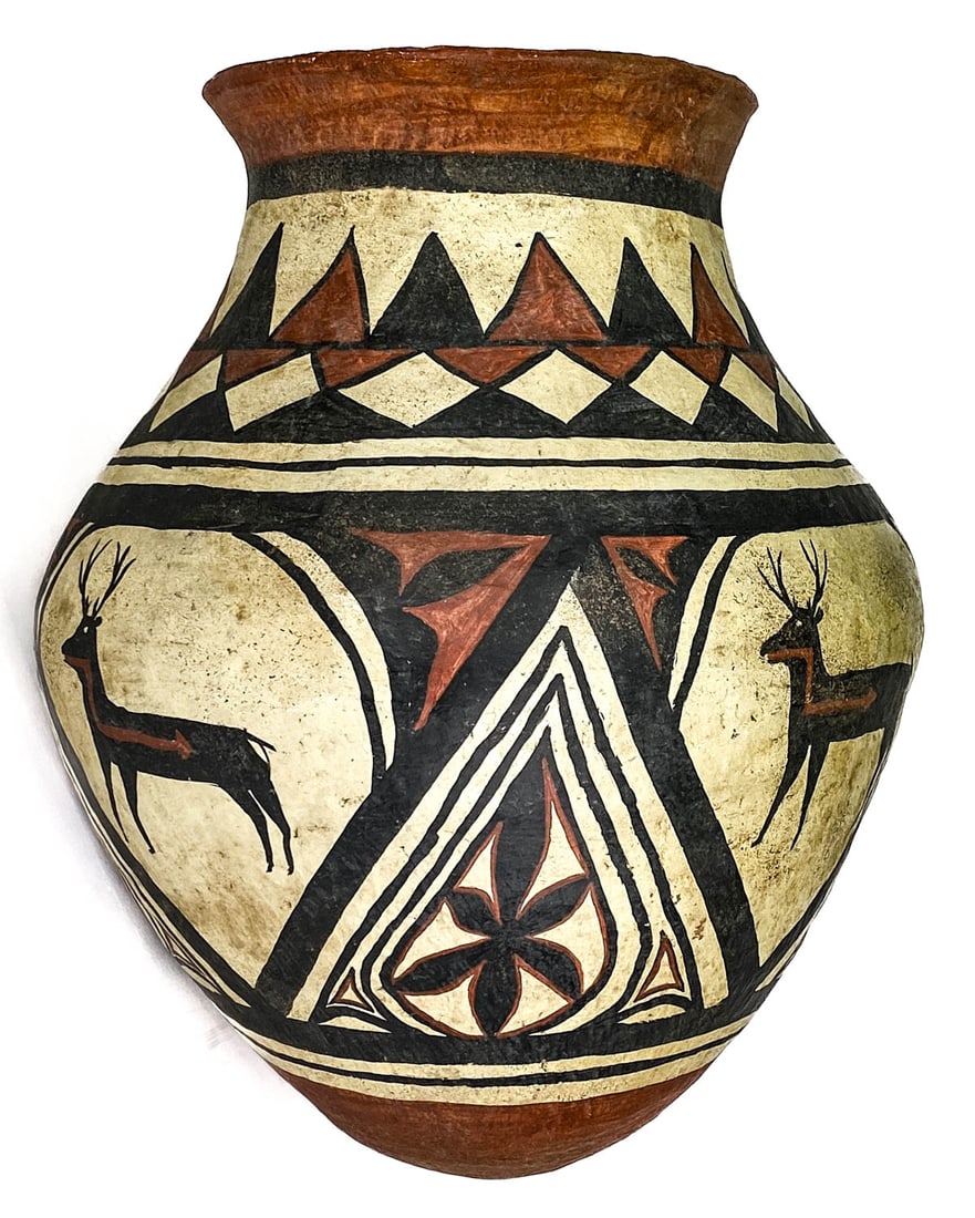 Large Unsigned Polychrome Pottery Vessel 22 Inches (1 of 4)