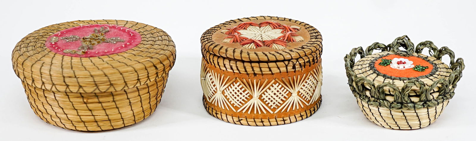 Native American (3) Small Lidded Baskets (1 of 6)