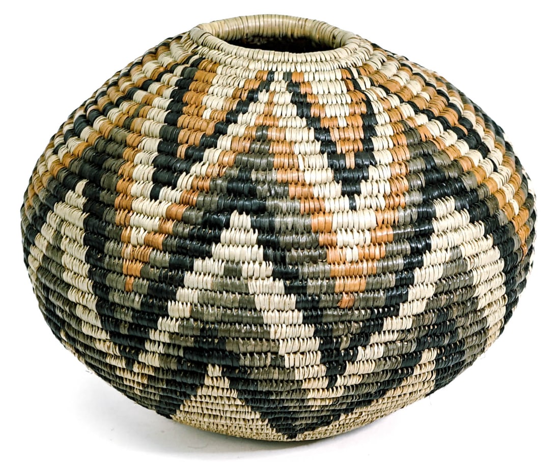 African Basket 7.5 IN Tall [Geometric Polychrome] (1 of 5)