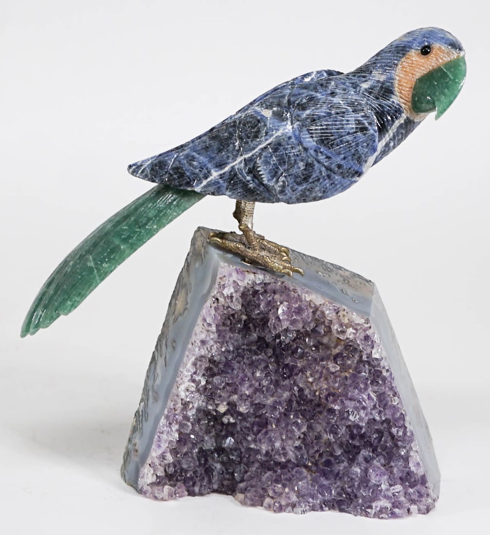Parrot Sculpture Perched on Amethyst Geode (1 of 6)