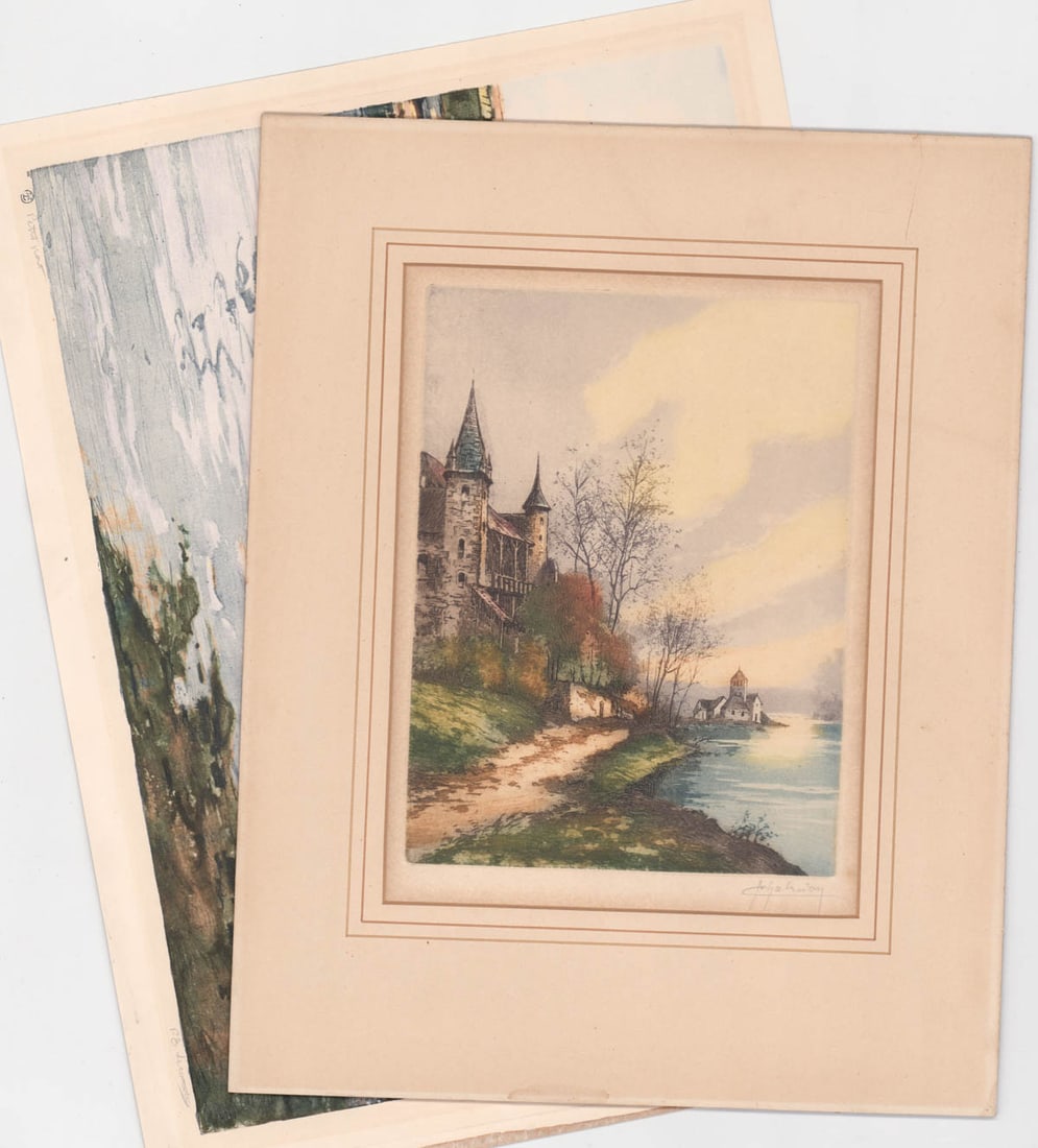French (2) Scenic Etchings [Paul Emile Lecomte] (1 of 10)