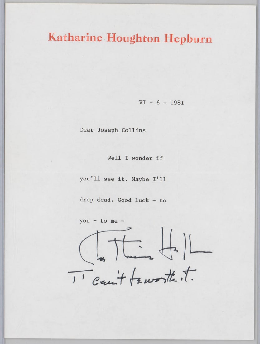[Oscar] Katharine Hepburn Letter SIGNED BAS LOA (1 of 3)