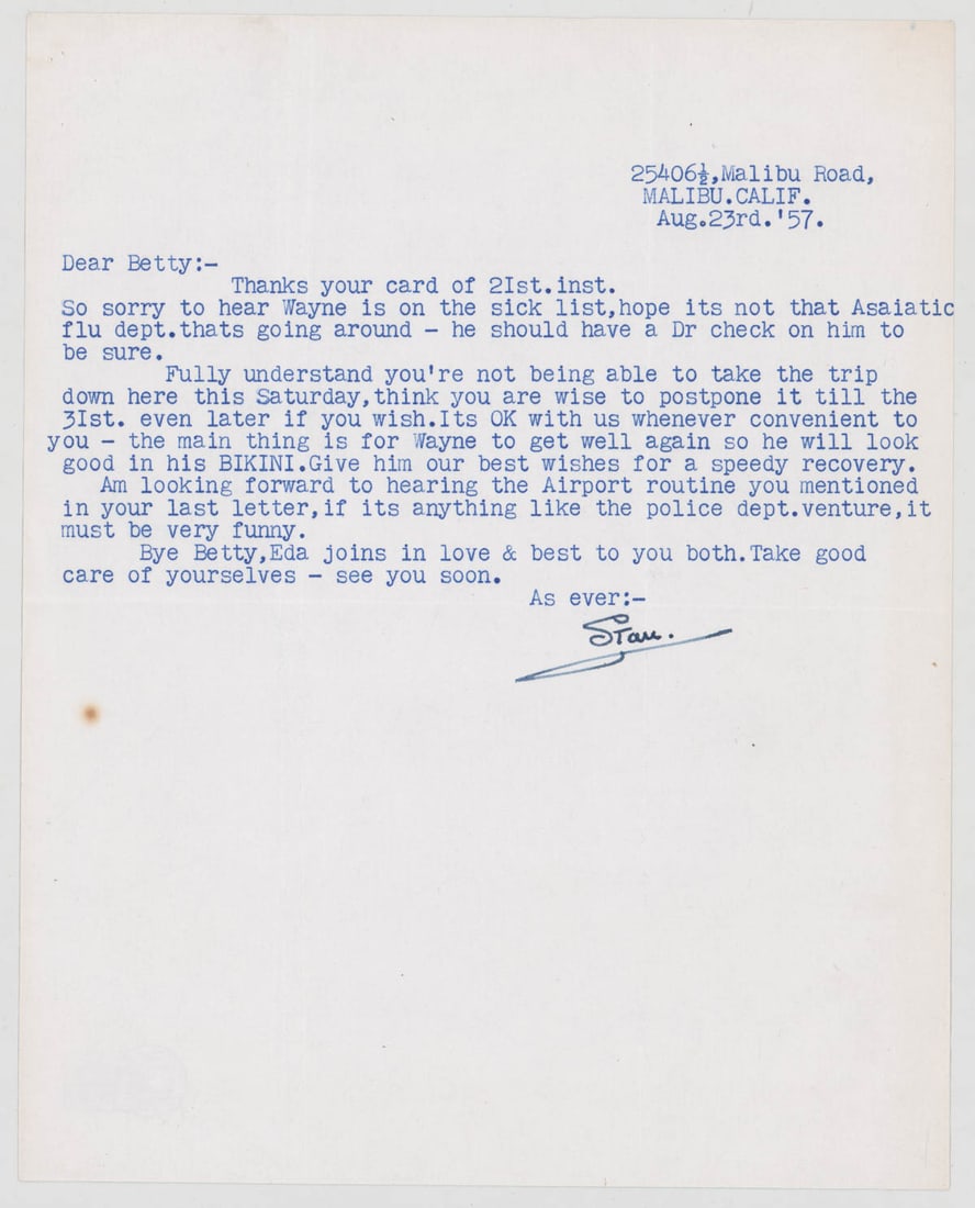 Stan Laurel Letter SIGNED BAS LOA (1 of 3)