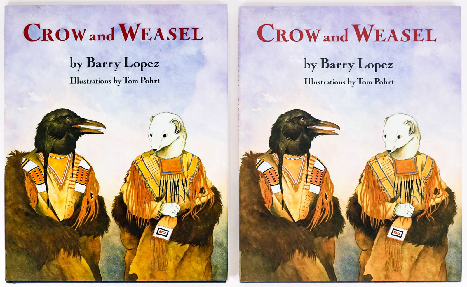 Crow and Weasel by Barry Lopez (2) SIGNED: Crow and Weasel by Barry Lopez. Signed on ff. North Point Press San Francisco 1990 with unclipped dust jackets. Measure 11.75 in. x 9.375 in. x .5 in. each. If lot is absent of a condition report one 