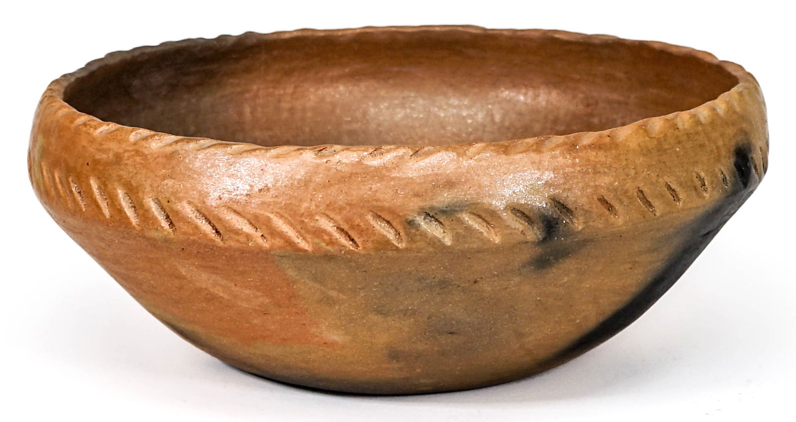 Native American Vintage Large Micaceous Bowl: Native American Vintage Large Picuris Micaceous Bowl. Measures 12.75 inches x 5 inches. No cracks, chips or repairs. There are a couple of very light scattered surface scratches. Excellent condition.