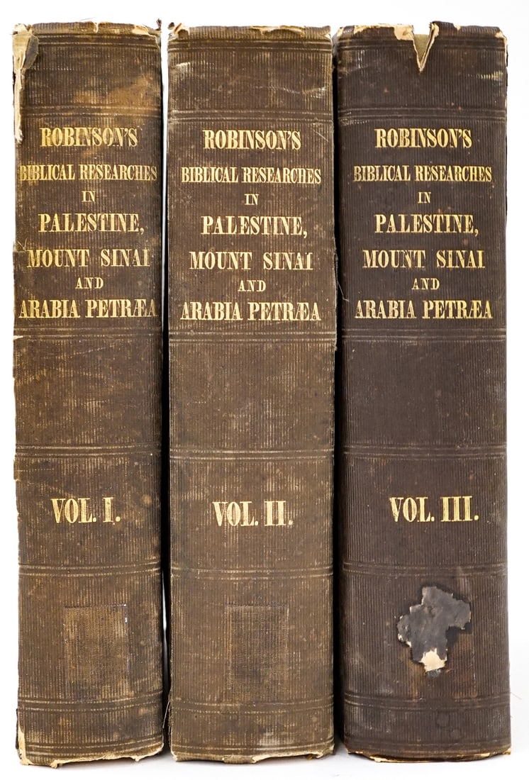 [1841] Biblical Researches in Palestine Inscribed: Biblical Researches in Palestine, Mount Sinai and Arabia Petraea: A Journal of Travels in the Year 1838. By Edward Robinson, D.D. Boston, Crocker and Brewster (1841). Binding Copies. Inscribed by Robi