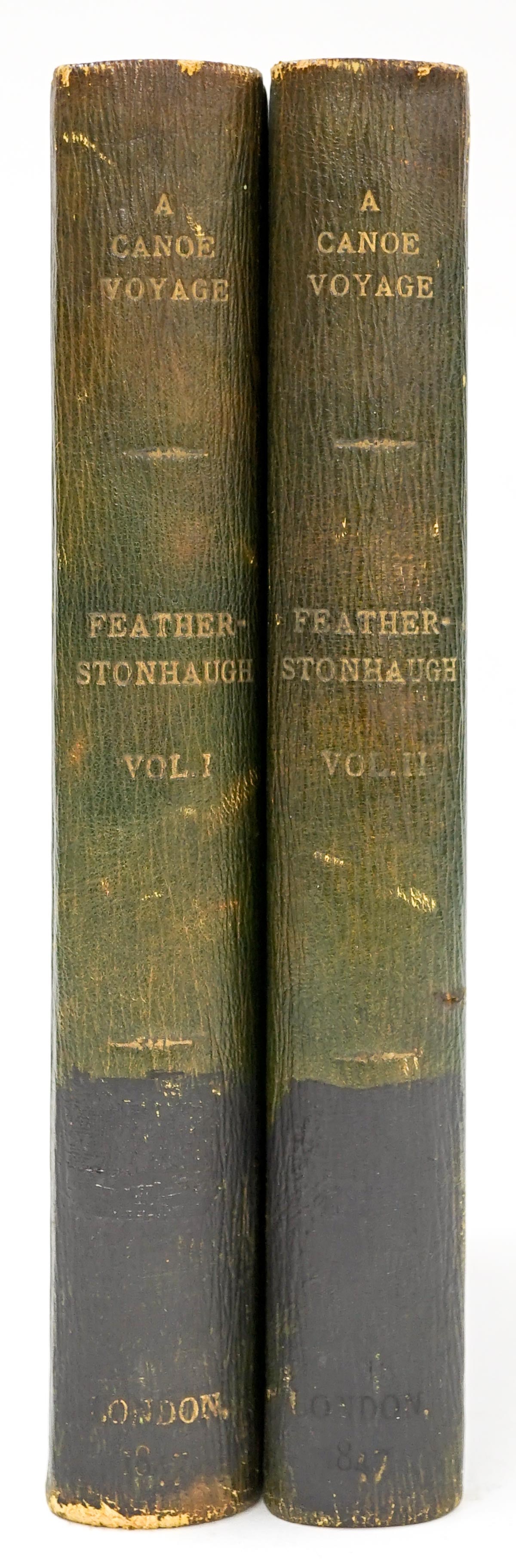 1847 A Canoe Voyage up the Minnay Sotor; 2 Volumes: FEATHERSTONHAUGH, George W. (1780-1866). A Canoe Voyage up the Minnay Sotor; With an Account of the Lead and Gold Deposits in Wisconsin; Of the Gold Region in the Cherokee country; And Sketches of Pop