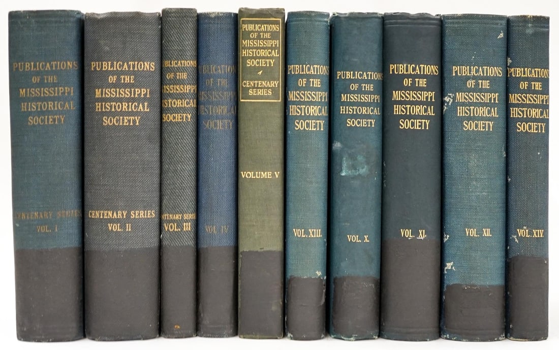 Publications of The Mississippi Historical Society: Publications of The Mississippi Historical Society (11 volumes, no duplicates). There are NO library book card pockets affixed unless photographed and/or disclosed otherwise. Many simply have a BSC bo