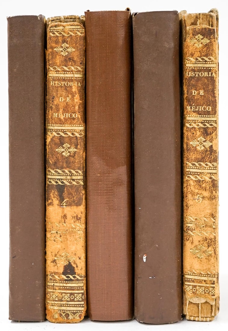 1827 Historia de la Conquista de Mexico 5 Vols: Antonio de Solis, Historia de la Conquista de Mexico, Poblacion Y Progresos de la America Septentrional, Conocida por el Nombre de Nueva Espana., five-volume set. They measure 5.5 x 3.75 inches. Bindi