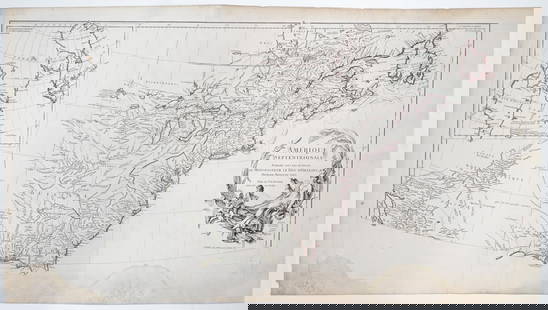 1746 Map Amerique Septentrionale: Amerique Septentrionale Publiee sous les Auspices de Monseigneur le Duc d'Orleans Premier Prince du Sang, 1746/ Measures 20.625 x 37.75 inches (527 x 957 mm) sheet size. Unframed loose and not glued
