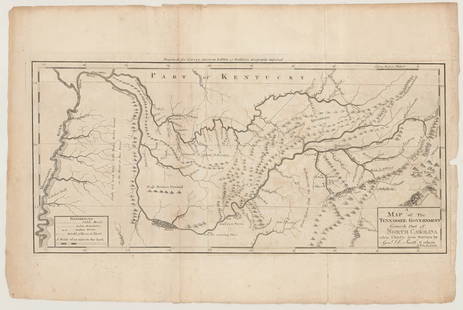 1795 Map of the Tennessee Government: [Tennessee] Map of the Tennessee government, formerly part of North Carolina, taken chiefly from surveys by Gen. D. Smith and others. Engraving by Joseph T. Scott for Careys American Edition of