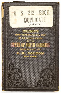 [North Carolina] Topographical Map 1863: [NORTH CAROLINA] Colton's New Topographical Map of the Eastern Portion of the State of North Carolina with Part of Virginia & South Carolina. Large lithographed pocket map of North Carolina with