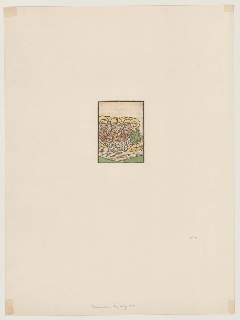 Hand-colored Woodcut from Illuminated Manuscript (1 of 2)