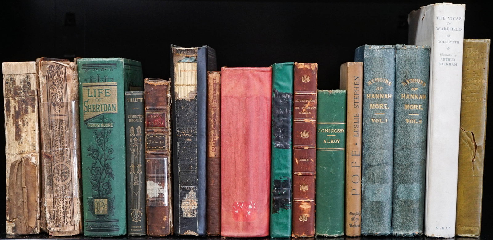 Antique (16) Books [Arthur Rackham]: Sixteen (16) books. Mixed condition. 1) The Vicar of Wakefield by Oliver Goldsmith illustrated by Arthur Rackham. David McKay, Philadelphia. Undated. 2) Peter Pan in Kensington Gardens by J. M. Barrie