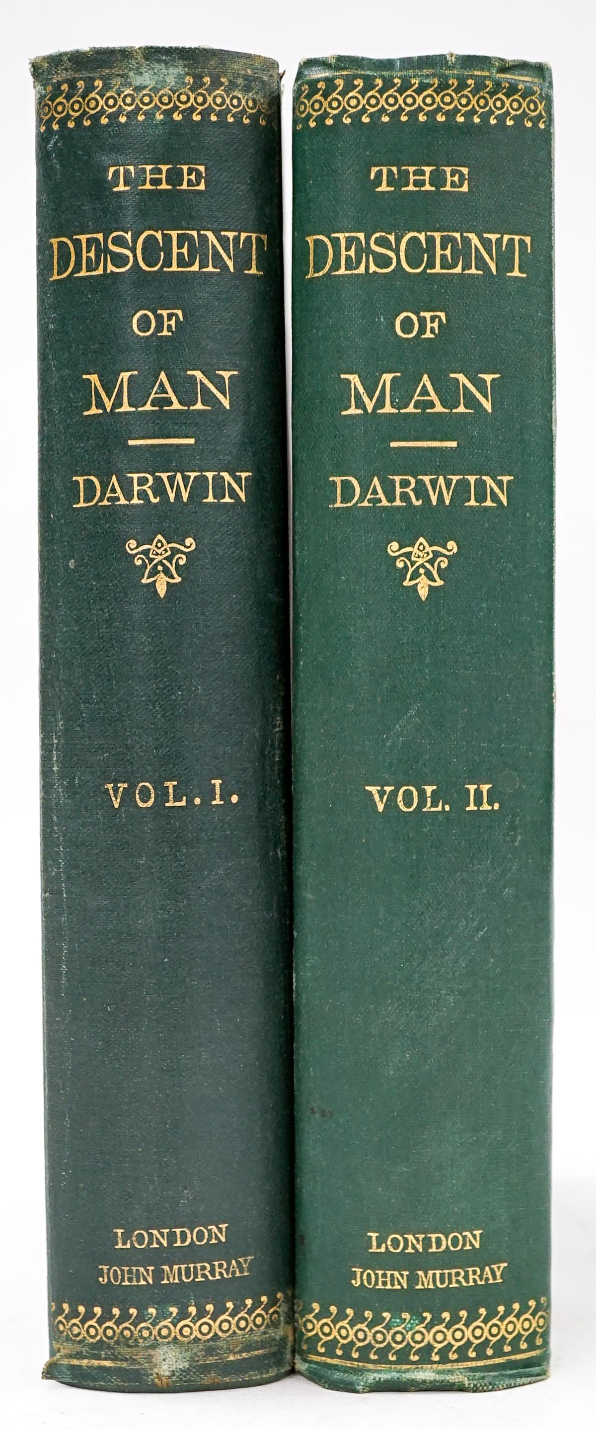 Darwin, Charles The Descent of Man, 1871: Charles Darwin. The Descent of Man, and Selection in Relation to Sex. London: John Murray, 1871. First edition, fourth issue, publisher's catalogs dated January, 1871. Fair to good condition. The fron