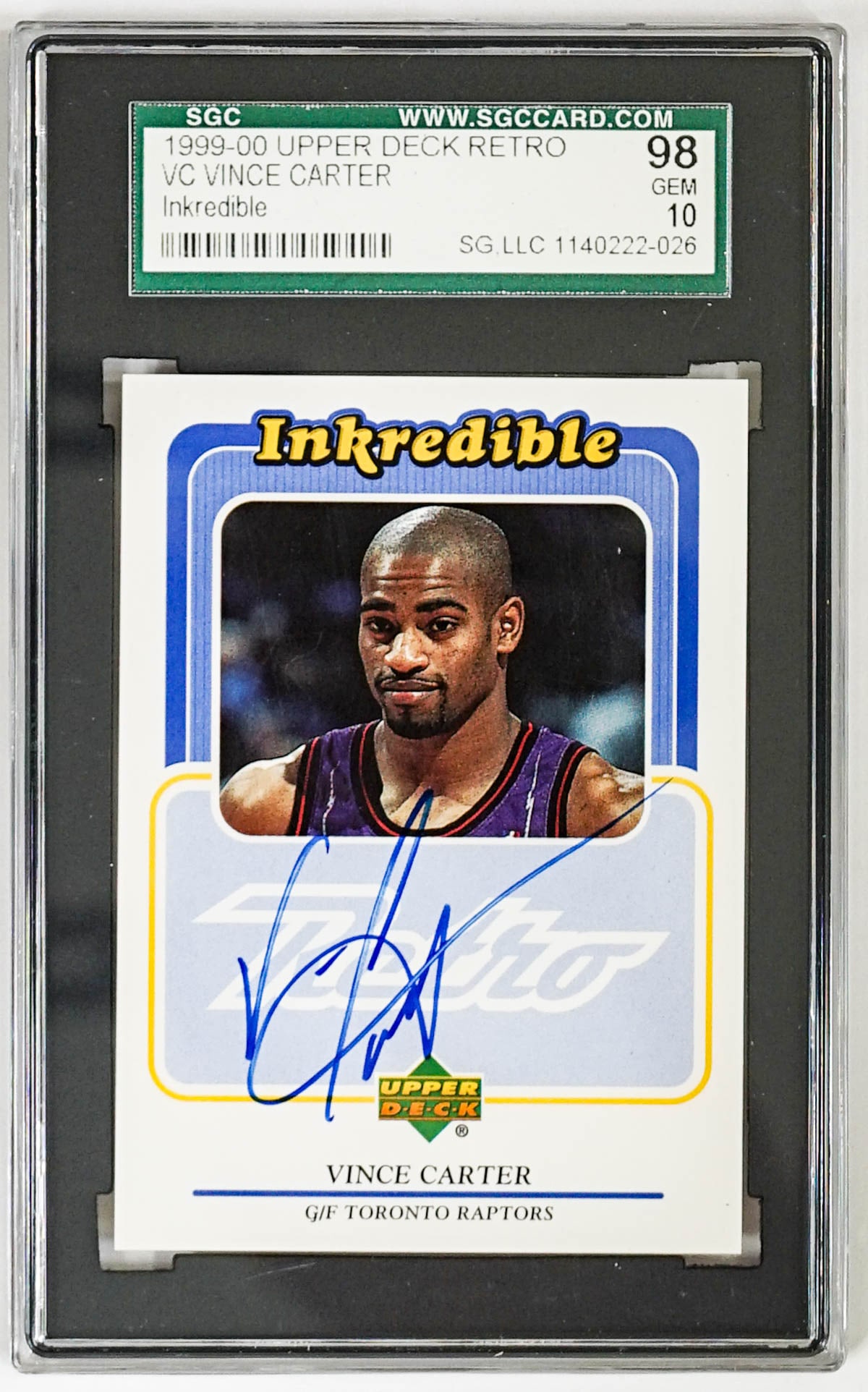 Vince Carter 1999-00 Upper Deck Retro Inkredible (1 of 2)