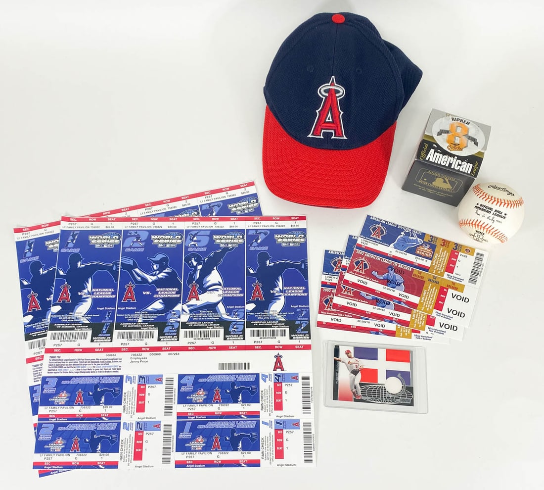 Coach Bill Lachemann Angels Memorabilia: Coach Bill Lachemann Angels Memorabilia Including a game worn cap with "Lach" written in the bill. Provenance: Estate of William Lachemann. Lachemann had a nine-season minor league catching career, in