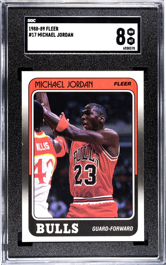1988-89 Fleer #17 Michael Jordan SGC 8: 1988-89 Fleer #17 Michael Jordan SGC 8. If lot is absent of a condition report one may be requested via email. Condition report is provided as an opinion only and is no guarantee as condition can be s