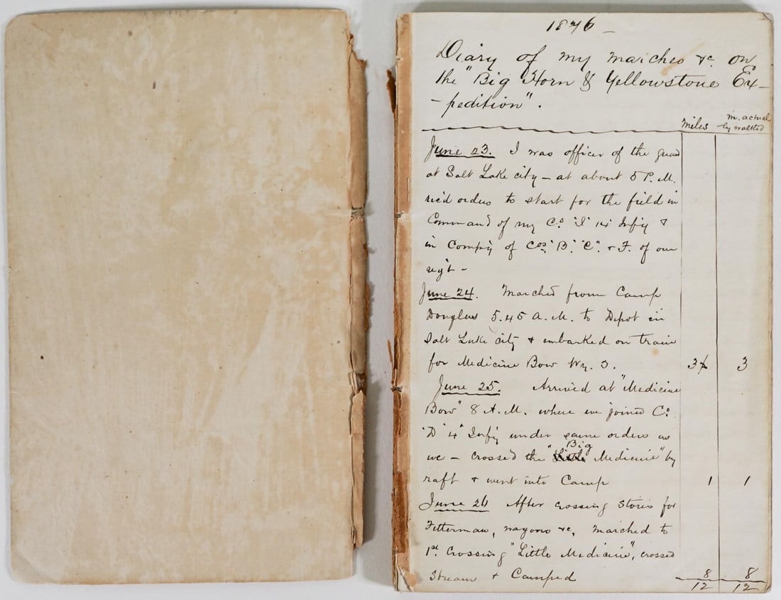 1876 Diary Marches Big Horn Yellowstone Expedition Captain George H. Andrews (1 of 8)
