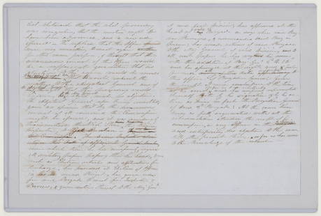 Feb. 19th, 1842 Letter Choice of Brig. General: February 19th, 1842 handwritten letter that appears to be a discussion for the choice of a Brig. General at East Bridgeport. Measures 9.75 x 7.75 inches. Excellent condition. Unframed, loose and not