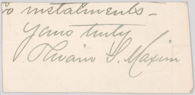 Hiram Maxim Cut Signature: Hiram Maxim Cut Signature. Sir Hiram Stevens Maxim was an American-born British inventor best known as the creator of the first automatic machine gun, the Maxim gun. Maxim held patents on numerous