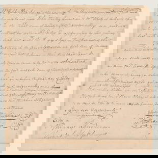 1805 Bill of Sale: 1805 Bill of Sale. Measures 8 x 8 inches. If lot is absent of a condition report one may be requested via email. Condition report is provided as an opinion only and is no guarantee as grading can be