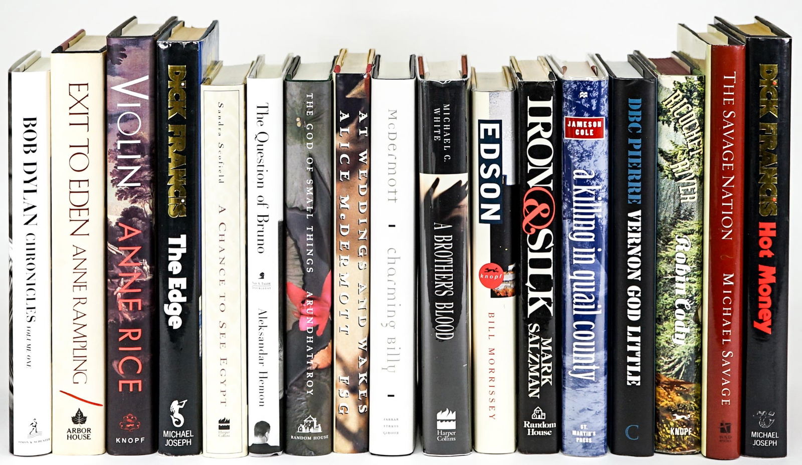 Assorted Topic (17) Books: Seventeen (17) books. With unclipped dust jackets unless stated. 1) Chronicles Volume One by Bob Dylan. Simon and Schuster. 2004. 2) the Edge by Dick Francis. Michael Joseph, London. 1988 1st. 3) A Ch