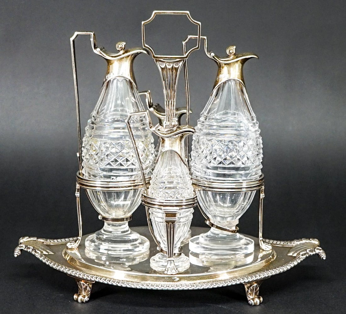 Paul Storr 1806 Sterling and Cut Glass Cruet Set (1 of 13)