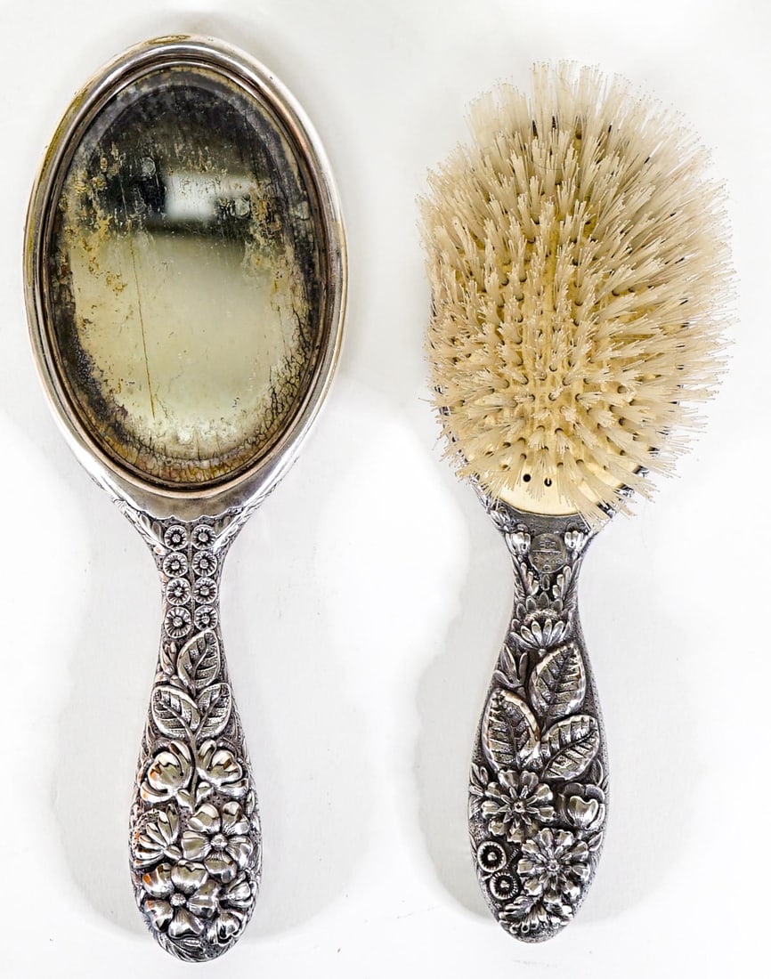 Gorham Sterling (2) Vanity Brush and Mirror (1 of 2)