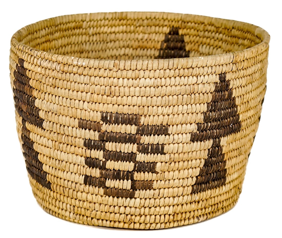 Native American Basket: Native American Basket. Measures 5.5 x 8.25 inches. Very good condition. If lot is absent of a condition report one may be requested via email. Condition report is provided as an opinion only and is n