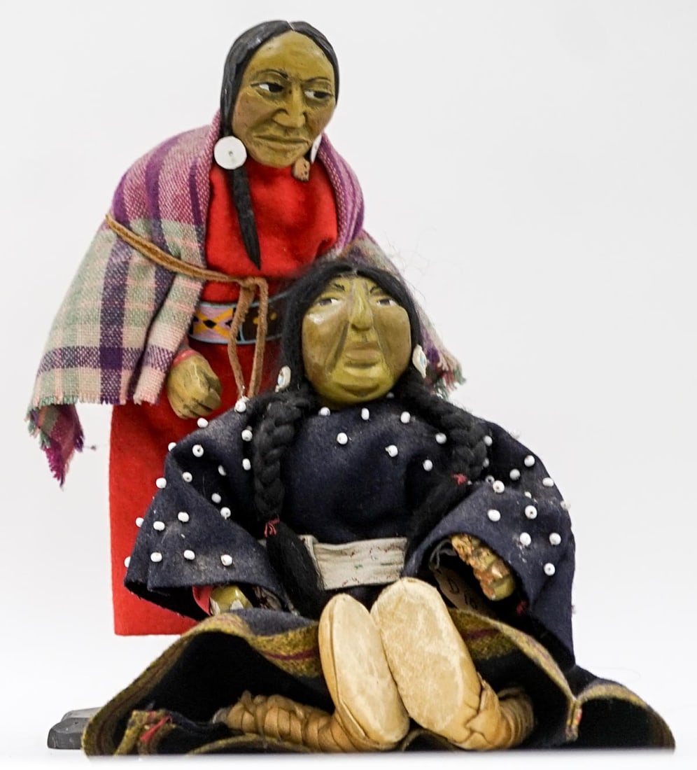 Two Lelooska Carved Wooden Dolls (1 of 8)
