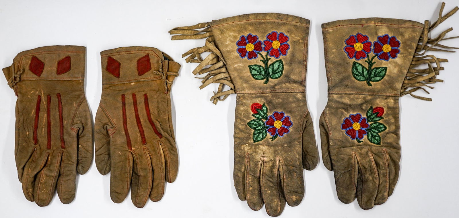[Native American] Two Pairs Leather Gauntlets (1 of 2)