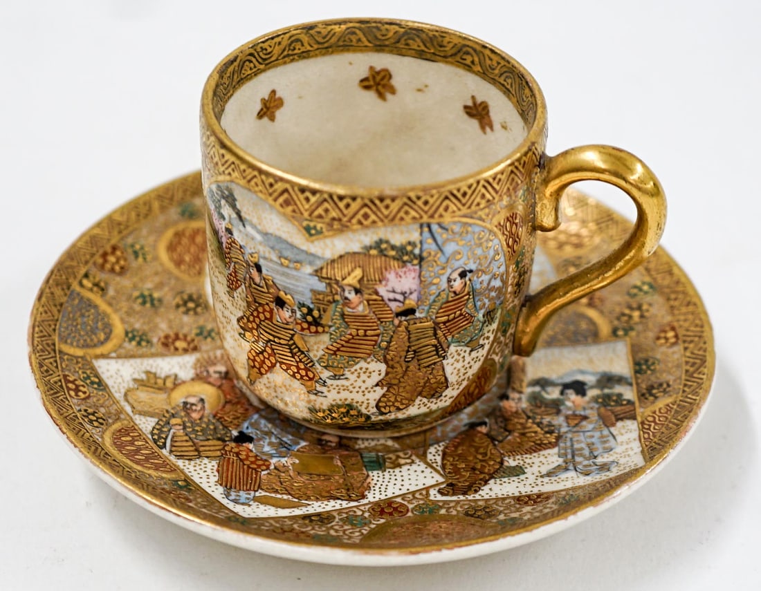 Japanese Satsuma Signed Cup & Saucer (1 of 12)