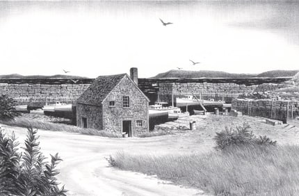 Stow Wengenroth Lithograph [Lanesville Harbor]