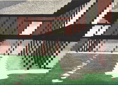 Sadayuki Takeda Woodblock Print [Tea House, 1964]