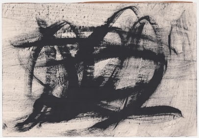 Illegibly Signed Original Drybrush on Paper