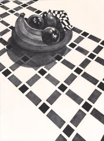 Louis Lozowick Lithograph [Checkered Tablecloth]