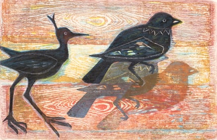 Irving Amen. Woodcut. Woodland Echoes. 1976