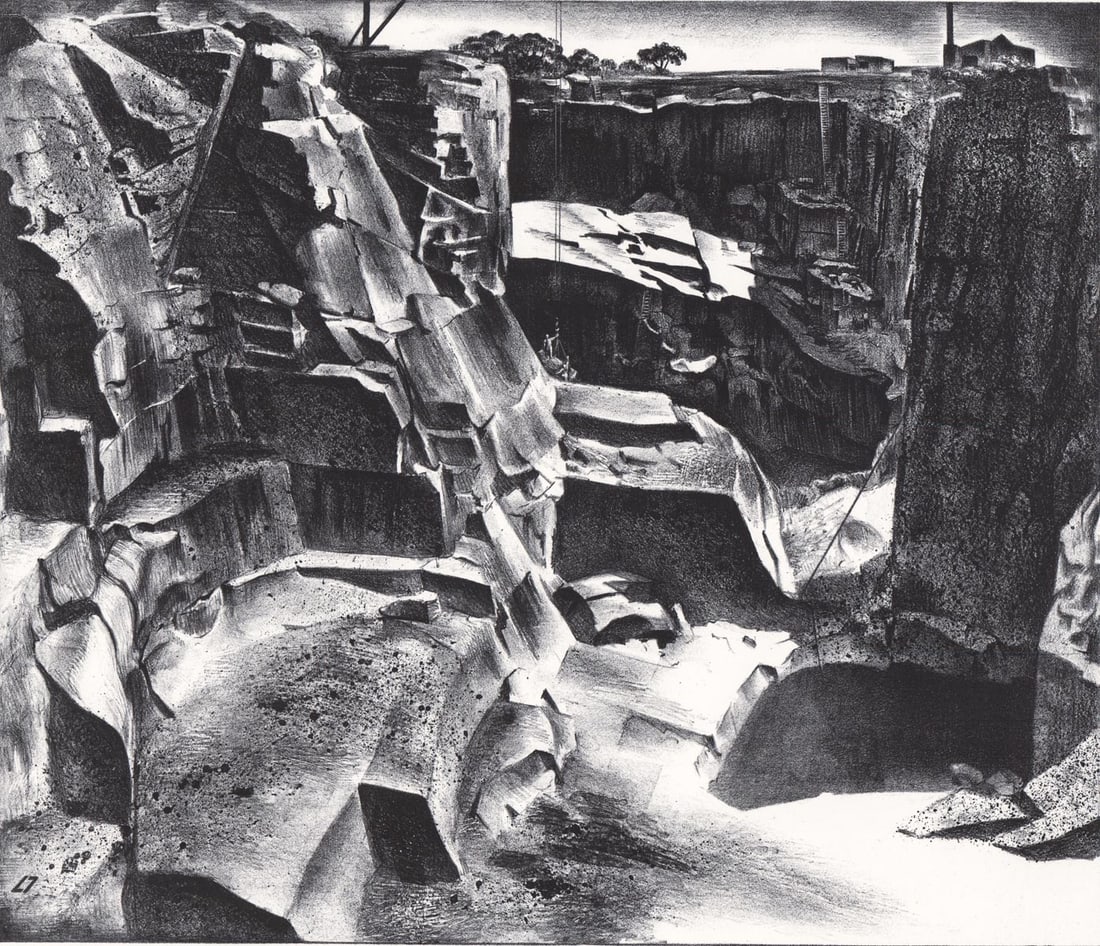 Louis Lozowick Lithograph [Granite Quarries] (1 of 5)