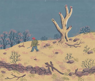 Richard Floethe 1946 Silkscreen [Rabbit Hunter]