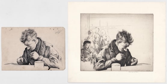 Keith Shaw Williams Etching & Pen & Ink Study