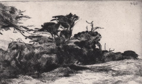 Ernest Haskell Study of Cypress Trees Drypoint