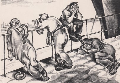 RARE Fritz Eichenberg Lithograph The Unemployed