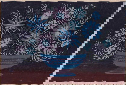 David W. Stearns Signed Woodblock Print