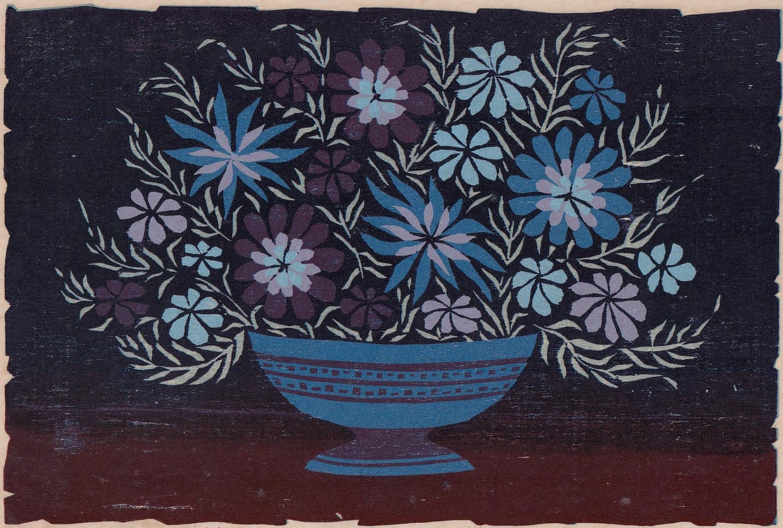 David W. Stearns Signed Woodblock Print: David W. Stearns Signed Woodblock Print [Jpyeuse, 1963]. Measures 6 x 9 inches image size. Good condition with light toning over image area and scattered light foxing to sheet. Unframed, loose and not