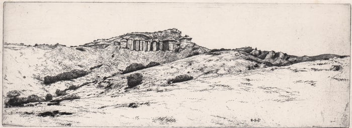 Ernest Haskell Castle & Hills Signed Etching