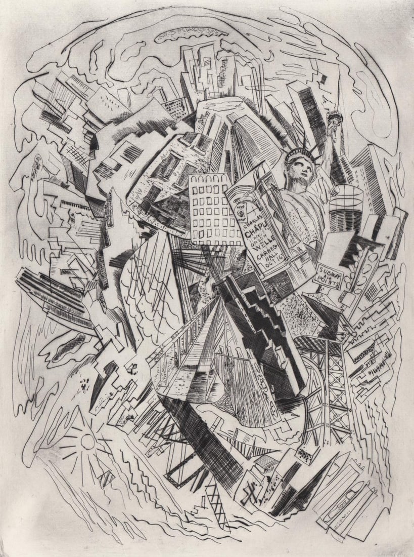 Lawrence Kupferman RARE Drypoint [Manhattan] (1 of 5)
