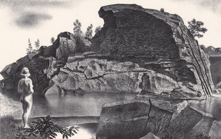Louis Lozowick Lithograph [Nude in Quarry]