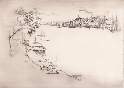 Alexander Aladar Blum Gloucester Harbor Etching