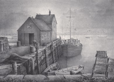 Alan Horton Crane Signed Lithograph [Harbor Fog]